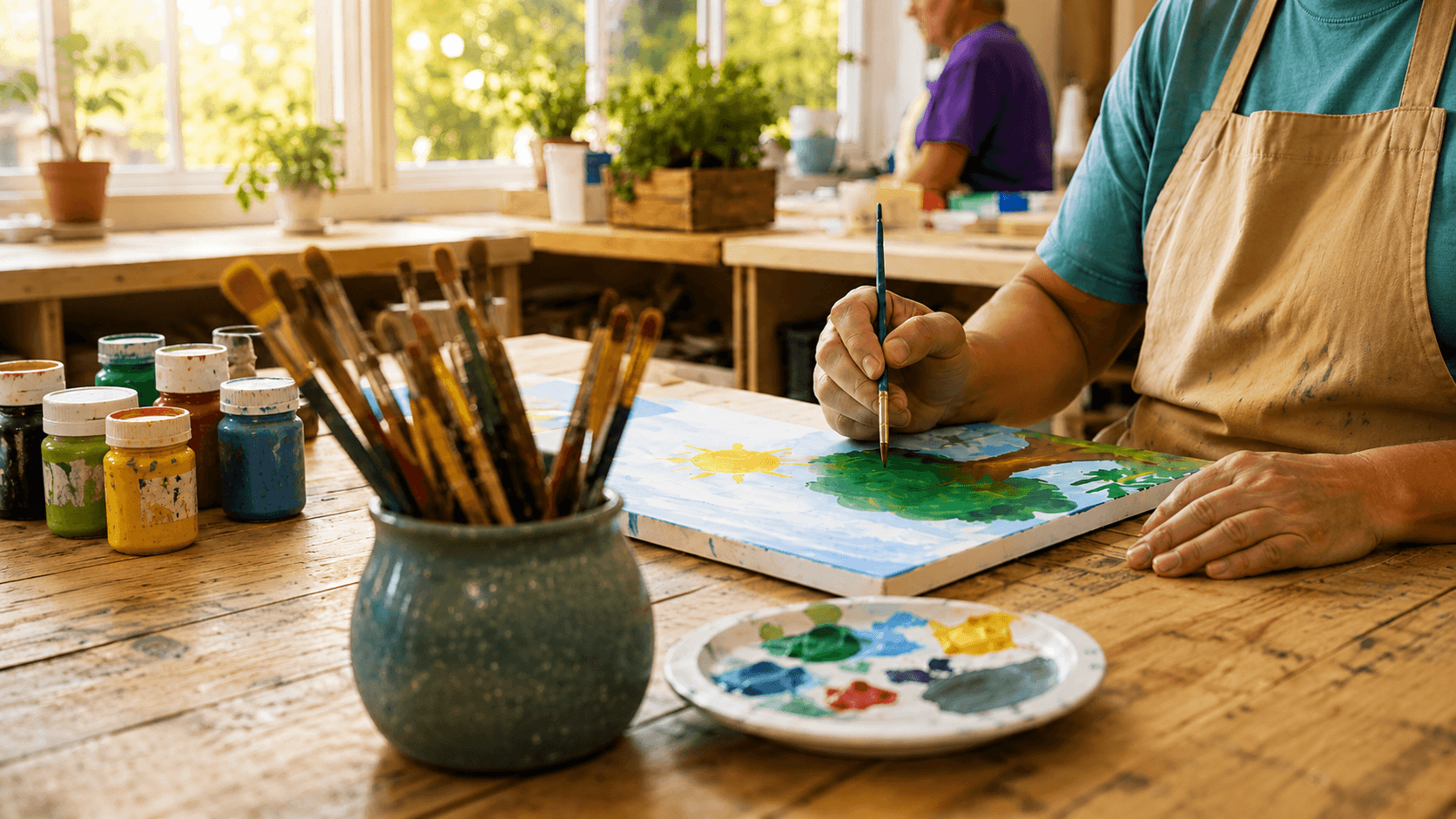 Participant painting at Steps to Purpose